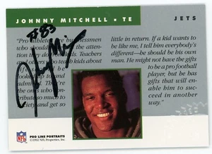 1992 Pro Line Portraits Johnny Mitchell Auto Autograph Jets - Picture 1 of 1