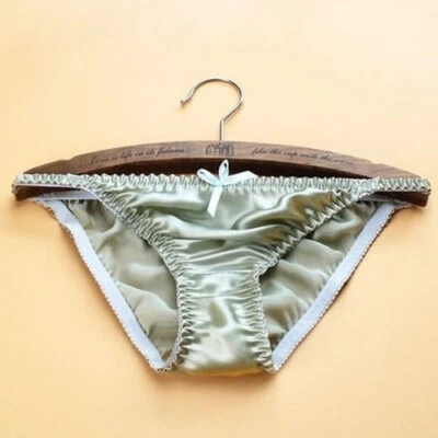 2 Pair Women 100 Silk Panties String Bikinis Bow Cute Underwear Knickers Bottoms - Image 1 of 4