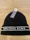 Michael Kors Men’s MK Logo Ribbed Cuffed Beanie Skull Cap Black NWT One Size 