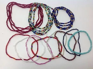 Grandma's Jewelry ~ 3 Beaded Necklaces 20" 16" 13" & 8 Beaded Stretchy Bracelets - Picture 1 of 1