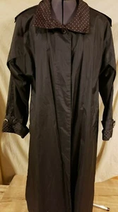 TRENCH COAT VINTAGE DONNA BRITISH MIST NERO TAGLIA 8 FODERATO IMPERMEABILE - Foto 1 di 10