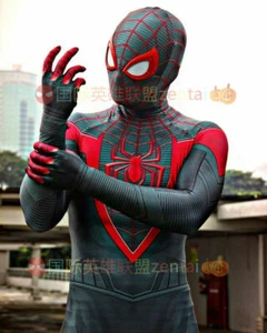 Spider-man Miles Morales Jumpsuit Spiderman Cosplay Costume Adult Halloween Prop - Picture 1 of 7