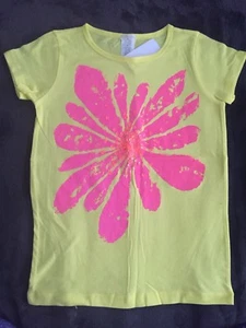 Crewcuts Girls Size 8 Flower S/S T-shirt Yellow With Big Pink Flower NWT - Picture 1 of 4