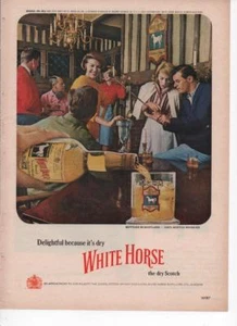 1963 White Horse Dry Scotch Vintage Print Ad Glasgow Scotland 19th Hole Cellar - Picture 1 of 3