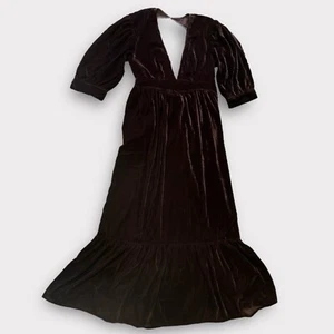 Maxi Vestido Grande Madison Mathews Terciopelo Aplastado Granate Nuevo con Etiquetas Frente Profundo - Imagen 1 de 6