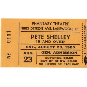 PETE SHELLEY Konzert Ticket Stub CLEVELAND 23.08.86 PHANTASY NIGHTCLUB BUZZCOCKS - Bild 1 von 1