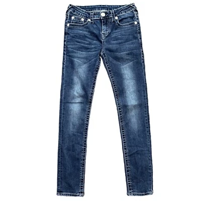 Jeans True Religion Niñas 12 Calce Ajustado SE Azul Denim Solapa Botón Bolsillo 24x27 Foto 1 de 4