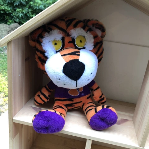 Clemson Tigers Mascot 13" - Stuffed Plush Animal Toy Tiger Yellow Eyes w/ Shirt Cover