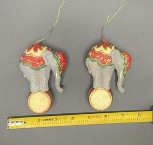 Circus Elephant on a Drum Christmas Ornaments set of 2 - Picture 1 of 3