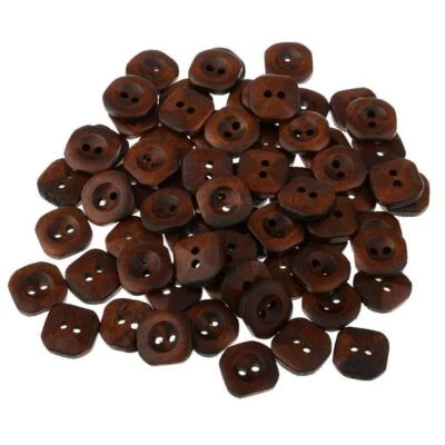 100 Piece Square Flatback Wood Clothing Sewing Buttons - Image 1 of 4