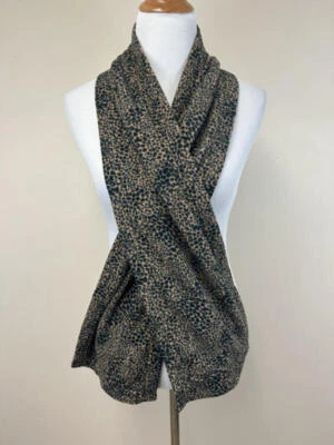 Bufanda Lands End polar leopardo guepardo marrón negro cuello talla única Foto 1 de 4