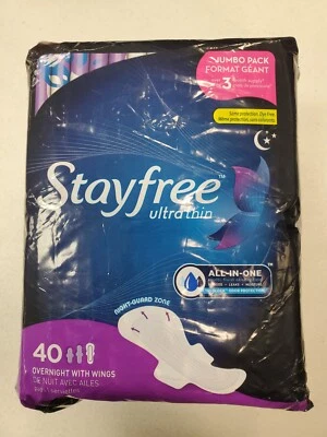 Almohadillas ultrafinas Stayfree para pasar la noche con alas 40 almohadillas para pasar la noche (0443) - W5B Foto 1 de 4