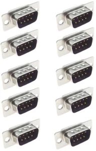 10x DB9 Gold 9-Pin Stecker RS232 Stecker Serielle Schnittstelle Lötbecher Buchse Baugruppe - Bild 1 von 2