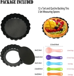 12Pcs Mini Quiche Tins - 4 Inch Tart Dishes for Individual Pies - Picture 1 of 12