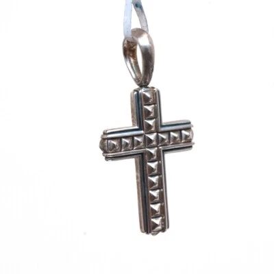 David Yurman Nuovo Uomo 24Mm Piramide Croce In Argento Sterling - Immagine 1 di 4