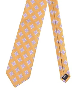 Robert Talbott Carmel Best of Class Yellow Chevron Geometric Woven Silk Tie - Picture 1 of 5