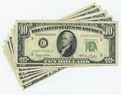 FR#2010 $10 1950 (7) Seven Federal Reserve Notes Philadelphia DC-6110 - Image 1 of 3