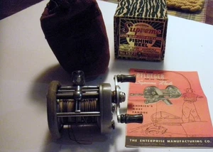 Vintage Pflueger Supreme No. 1573 Fishing Reel, Box, Bag & Paperwork - Picture 1 of 15