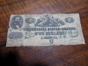 1862 Confederate States of America Two Dollars - Criswell # T-43 - VG - Picture 1 of 2