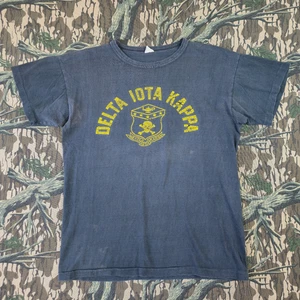 VTG 50s Champion Running Man Delta Iota Kappa Frat T-Shirt Small USA Skull Bones - Picture 1 of 11