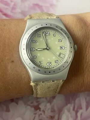 Swatch Irony Date Swiss Made Stainless Steel Quartz Watch AG 1999 Silver TO 166 - Image 1 of 4