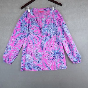 LILLY PULITZER Elsa Top Bluse 100% Seide bunt geblümt Größe S - Bild 1 von 7
