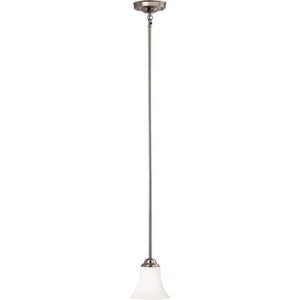 SATCO 1-Light Brushed Nickel Mini Pendant with Satin White Glass - Picture 1 of 1