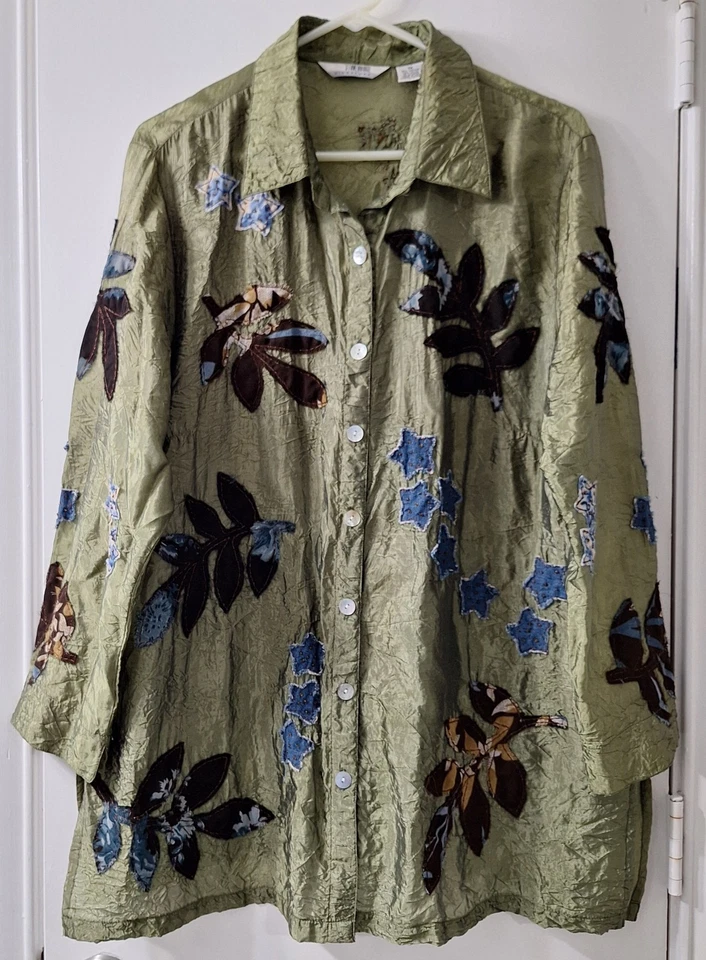 Túnica Stonebridge de colección abotonada 1X aplique de retazos de hadas del bosque semi transparente  Foto 1 de 4