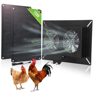 20W Solar Powered Dual Metal Shell Exhaust Fan Kit for Chicken Coops, Greenho... - Picture 1 of 7