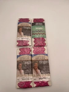 Lot of 4 Wrights-Metallic Rick Rack 5/8"w 2 1/2 yd- 4 Bright Pink - Picture 1 of 4