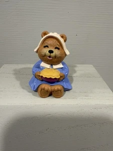 Hallmark Vintage 1988 Merry Miniatures Thanksgiving Mama Bär mit Tortenfigur - Bild 1 von 8