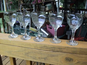 Libbey 7oz Clear Chivalry Wine Glass H-6 3/8", T-2 1/2" foot 3" opening Lot Of 5 - Picture 1 of 5