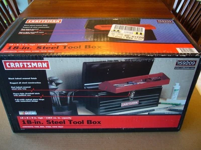 CRAFTSMAN 18” STEEL TOOL BOX W/STEEL TOTE TRAY #959209 SEALED NEVER OPENED (NOS) - Image 1 of 4