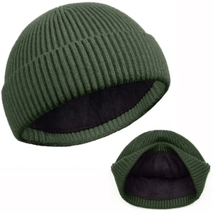 1pcs Thick Short Fisherman Beanie Knit & Fleece Winter Warm Hat with Men Women - Picture 1 of 6