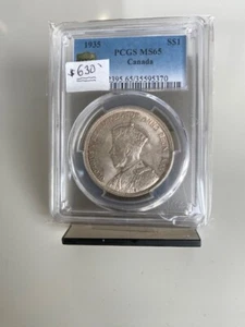 Moneda de Canadá: Dólar 1935 bonita pátina original, grado PCGS-65...Est: $630 - Imagen 1 de 4