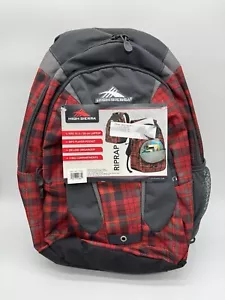 NUOVO Zaino Portatile High Sierra Riprap Rosso Nero Plaid Imbottito Cinghia Sospensione - Foto 1 di 7