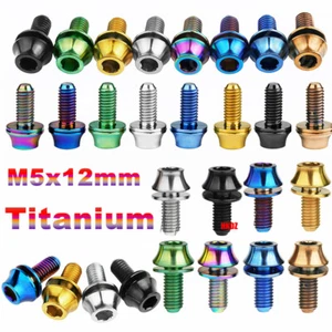 Titanium Bolts M5x12mm Hex Head Screw+Washers for MTB Bicycle Water Bottle Cage - Picture 1 of 22
