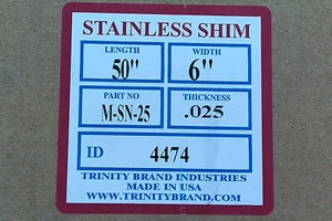 "TRINITY M-SN-25 CUÑA DE ACERO INOXIDABLE 0.025"" X 6"" X 50" - Imagen 1 de 1