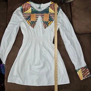 QUEEN OF SPARKLES DRESS LONG SLEEVE WITH SEQUINE COLLAR MEDIUM - Picture 1 of 16