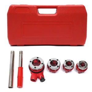 Pipe Threader Threading Kit Ratchet Die Stock W/4 Dies 1/2" 3/4" 1" 1-1/4" - Picture 1 of 13