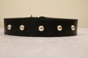 16" - 19" Black Dog Pet Collar Uk Small Medium Adjustable Leather choker collar - Picture 1 of 3