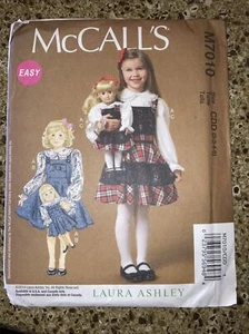 McCalls 7010 Laura Ashley Girls Top Jumpers 18" Doll Sewing Pattern Sz 2-5 new - Picture 1 of 3