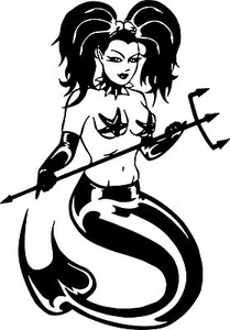 Mermaid Girl Fish Tail Fantasy Trident Car Truck Window Vinyl Decal Sticker - Picture 1 of 2