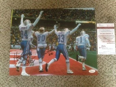 Multi Signed Houston Oilers   Jefferies, Duncan, Moon 11x14 Photo JSA/COA - Image 1 of 3