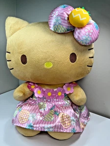Peluche Jumbo 16" Hello Kitty piantagione hawaiana marrone baciato dal sole rosa Lei ananas - Foto 1 di 7