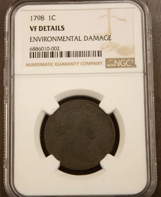 1798 Large Cent VF Details Environmental Damage NGC 2nd Hair Style  Lot 1772 - Image 1 of 2