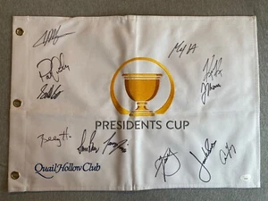 2022 TEAM USA PRESIDENTS CUP AUTOGRAPH PIN FLAG BY ALL 12 MEMBERS- SPIETH JSA - Picture 1 of 8