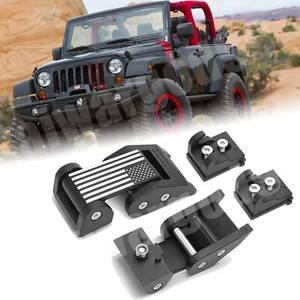 Black Aluminum Hood Locking Latch Catch Kit For Jeep Wrangler JK JKU 2007-2018 - Picture 1 of 10