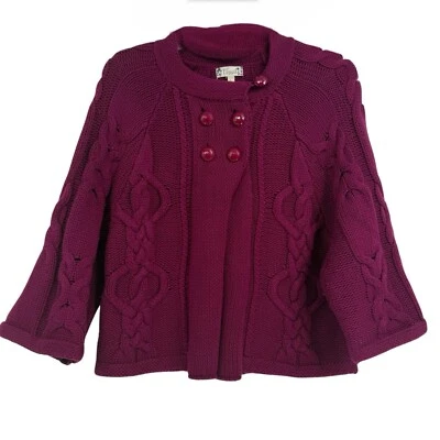 Suéter Fossil Mezcla Algodón Lana Púrpura Magenta Para Mujer Talla Grande Cárdigan Foto 1 de 4