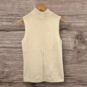 Belford Saks Fifth Avenue 100% Kaschmir Pullover Damen Medium Creme Ärmellos - Bild 1 von 11